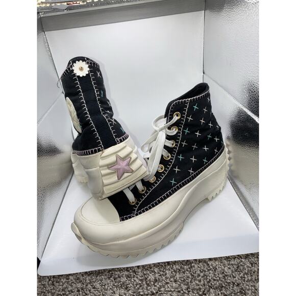 Converse Women’s Size 9 Run Star Hike Hi Stitch Black Metallic Platform Shoes - Picture 1 of 9